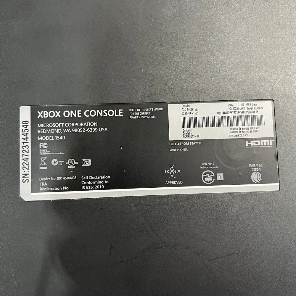 Microsoft Xbox One 1540 Console Black Power Supply Green Screen Parts Repair